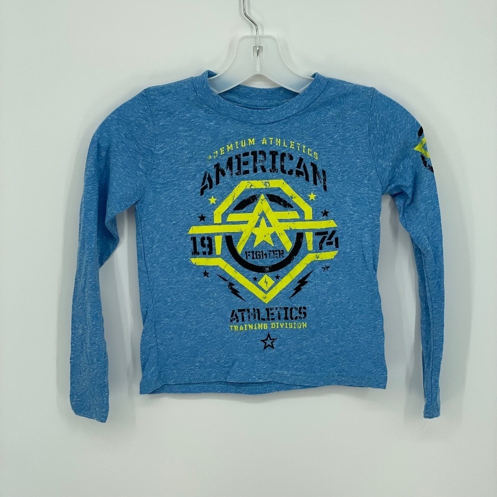 AMERICAN FIGHTER Blue Long Sleeve Neon Print T-Shirt A22-3C Box 2 (1)